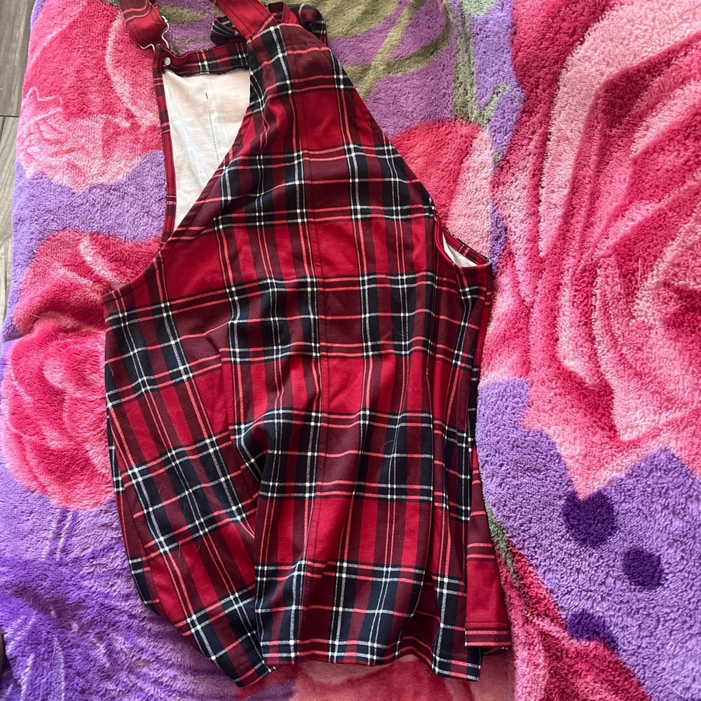 Red Plaid Overalls